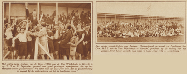 873239 Collage van 2 foto's betreffende de sportfeesten, georganiseerd door de Gemeentelijke H.B.S. (Van Asch van ...